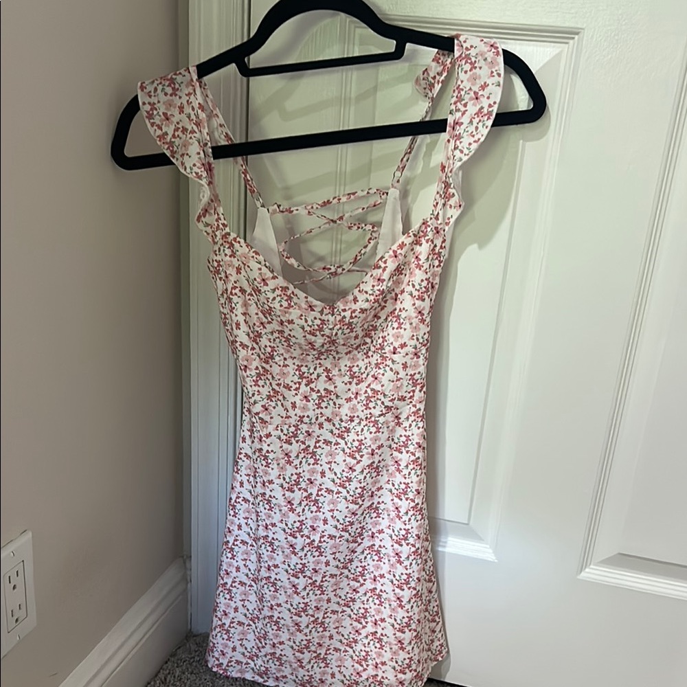 Floral Print Dress with Ruffle Straps